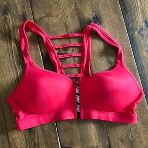 Pink Victoria’s Secret ultimate sports bra zip up front